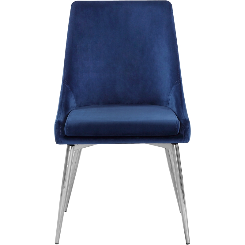 Maklaine Contemporary Navy Velvet Metal Frame Dining Chair (Set of 4)