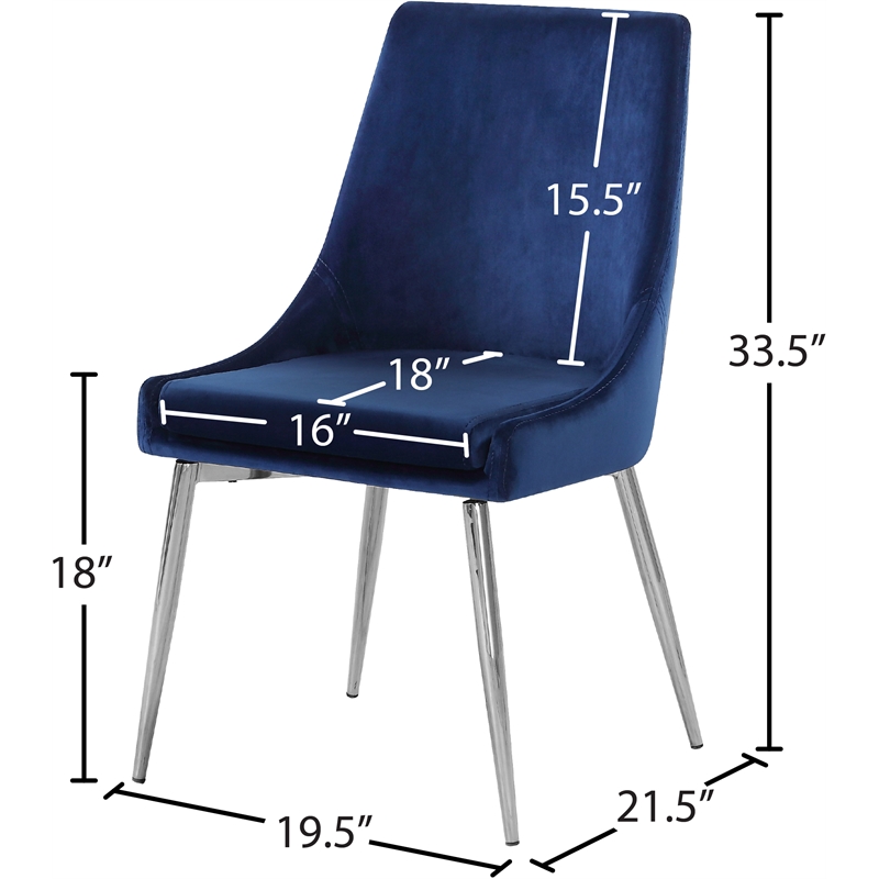 Maklaine Contemporary Navy Velvet Metal Frame Dining Chair (Set of 4)