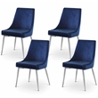 Maklaine Contemporary Navy Velvet Metal Frame Dining Chair (Set of 4)