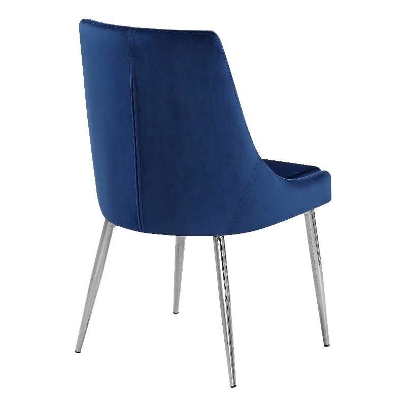 Maklaine Contemporary Navy Velvet Metal Frame Dining Chair (Set of 4)