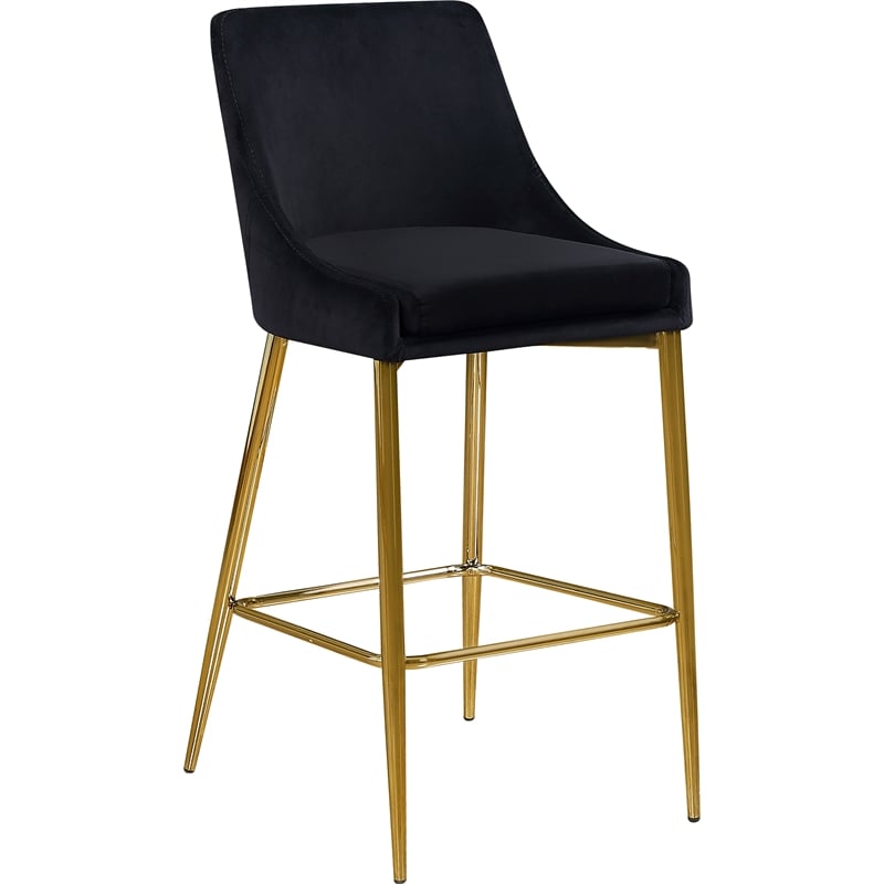 Maklaine Contemporary Black Velvet Metal Frame Stool (Set of 4)