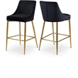 Maklaine Contemporary Black Velvet Metal Frame Stool (Set of 6)