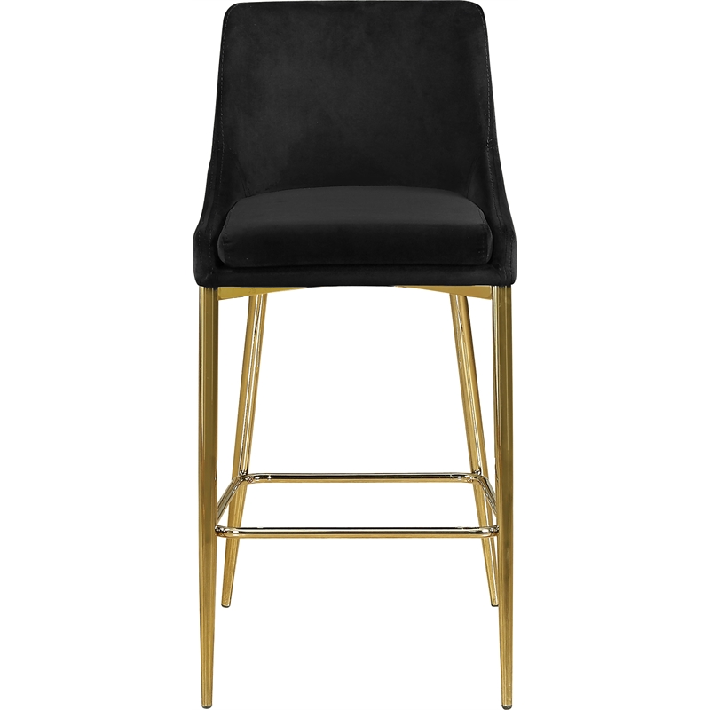 Maklaine Contemporary Black Velvet Metal Frame Stool (Set of 6)
