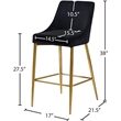 Maklaine Contemporary Black Velvet Metal Frame Stool (Set of 6)