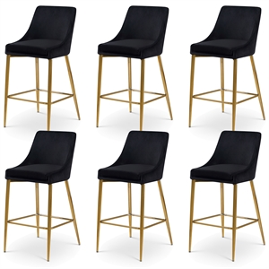 Maklaine Contemporary Black Velvet Metal Frame Stool (Set of 6)