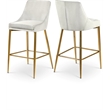 Maklaine Contemporary Cream Velvet Metal Frame Stool (Set of 4)