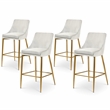 Maklaine Contemporary Cream Velvet Metal Frame Stool (Set of 4)