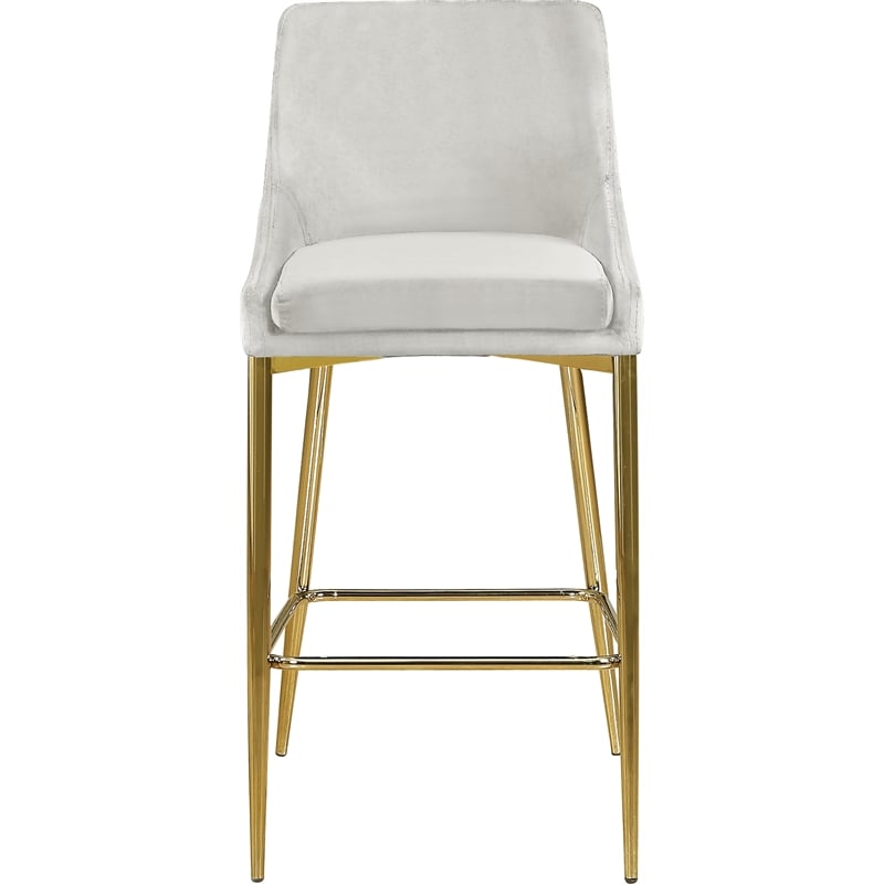 Maklaine Contemporary Cream Velvet Metal Frame Stool (Set of 6)