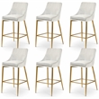 Maklaine Contemporary Cream Velvet Metal Frame Stool (Set of 6)