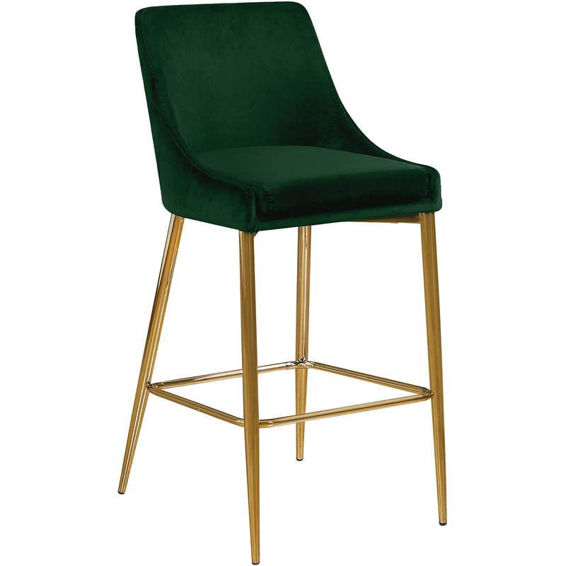 Maklaine Contemporary Green Velvet Metal Frame Stool (Set of 4)