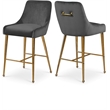 Maklaine Contemporary Grey Velvet Counter/Bar Stool (Set of 6)