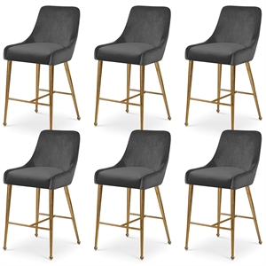 Maklaine Contemporary Grey Velvet Counter/Bar Stool (Set of 6)