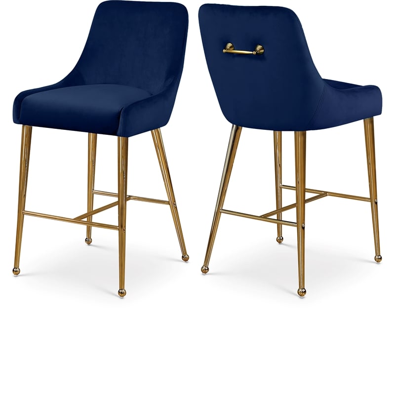Maklaine Contemporary Navy Velvet Counter/Bar Stool (Set of 6)