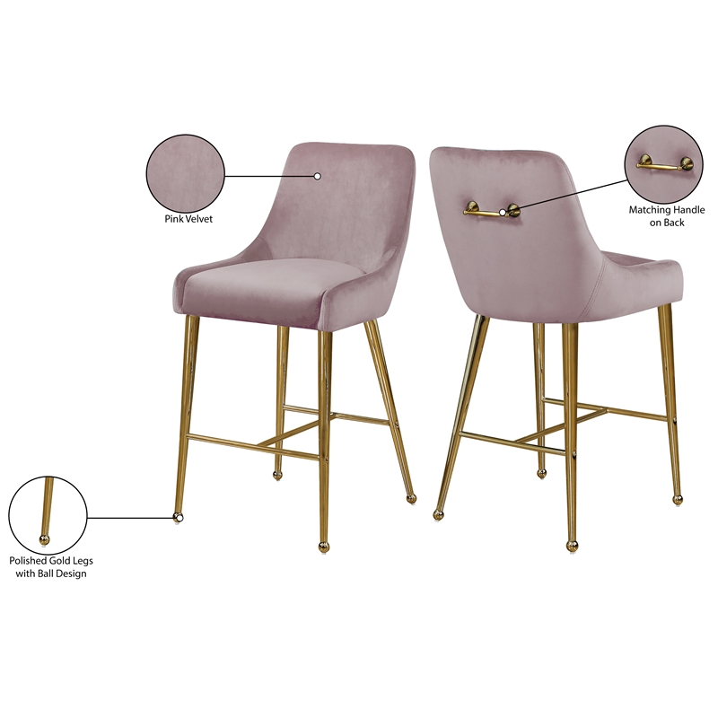 Maklaine Contemporary Pink Velvet Counter/Bar Stool (Set of 4)