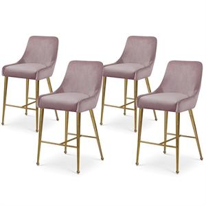Maklaine Contemporary Pink Velvet Counter/Bar Stool (Set of 4)