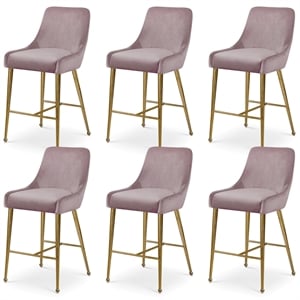 Maklaine Contemporary Pink Velvet Counter/Bar Stool (Set of 6)