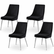 Maklaine Contemporary Black Velvet Metal Frame Dining Chair (Set of 4)