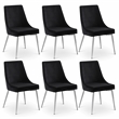 Maklaine Contemporary Black Velvet Metal Frame Dining Chair (Set of 6)