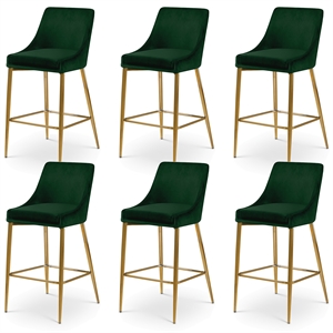 Maklaine Contemporary Green Velvet Counter Height Stool (Set of 6)