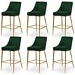 Maklaine Contemporary Green Velvet Counter Height Stool (Set of 6)