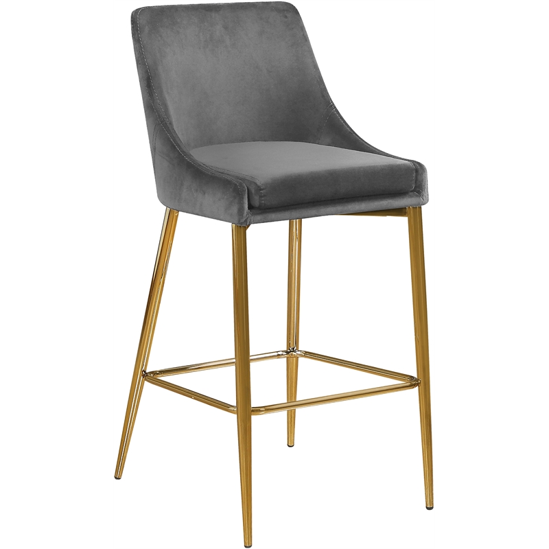 Maklaine Contemporary Grey Velvet Counter Height Stool (Set of 4)