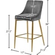 Maklaine Contemporary Grey Velvet Counter Height Stool (Set of 4)