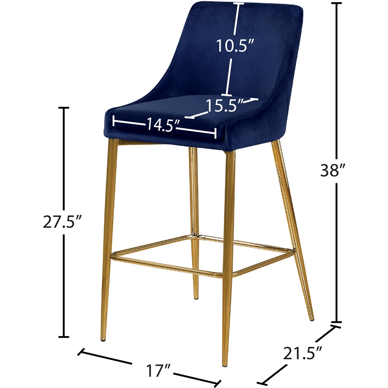 Maklaine Contemporary Navy Velvet Counter Height Stool (Set of 4)