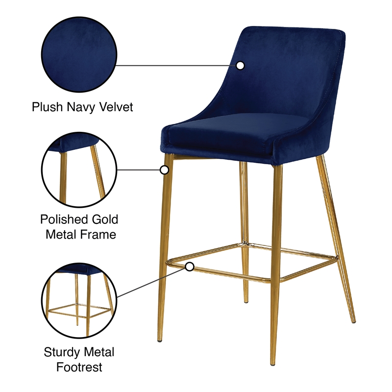 Maklaine Contemporary Navy Velvet Counter Height Stool (Set of 4)