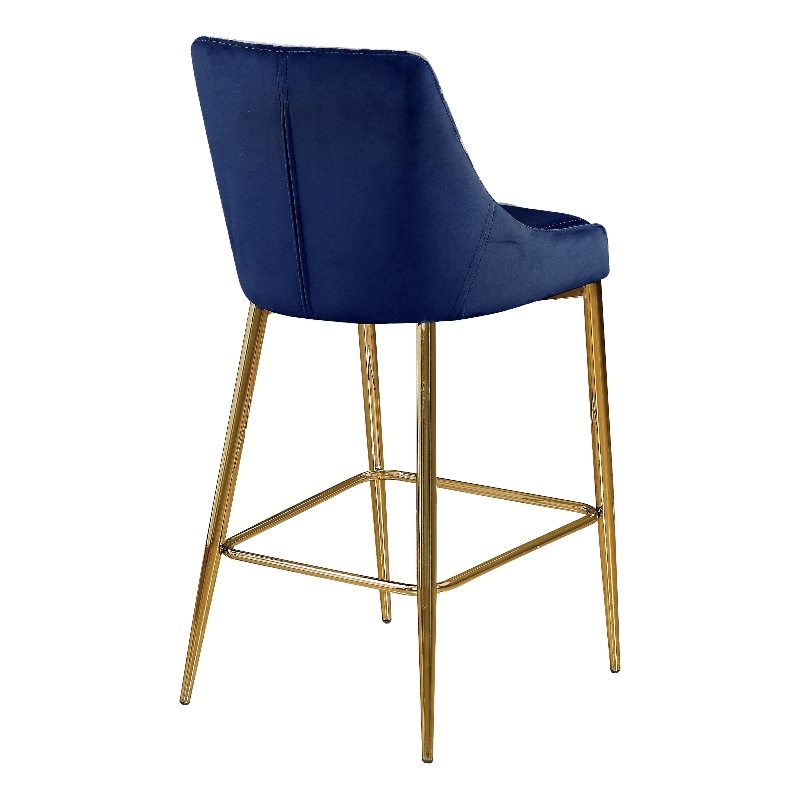 Maklaine Contemporary Navy Velvet Counter Height Stool (Set of 4)