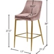 Maklaine Contemporary Pink Velvet Counter Height Stool (Set of 4)