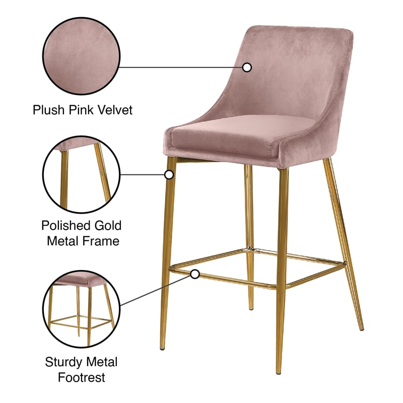 Maklaine Contemporary Pink Velvet Counter Height Stool (Set of 4)