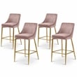 Maklaine Contemporary Pink Velvet Counter Height Stool (Set of 4)