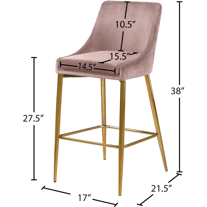 Maklaine Contemporary Pink Velvet Counter Height Stool (Set of 6)