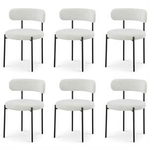 Maklaine Contemporary Cream Boucle Fabric Dining Chair (Set of 6)