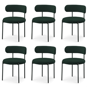 Maklaine Contemporary Green Boucle Fabric Dining Chair (Set of 6)