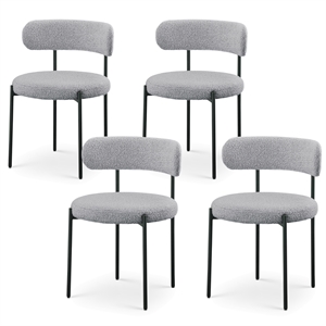 Maklaine Contemporary Grey Boucle Fabric Dining Chair (Set of 4)