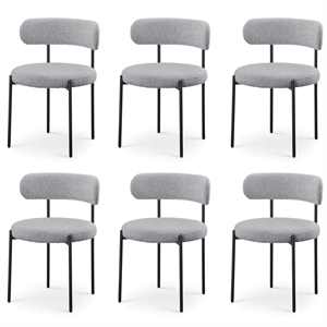Maklaine Contemporary Grey Boucle Fabric Dining Chair (Set of 6)