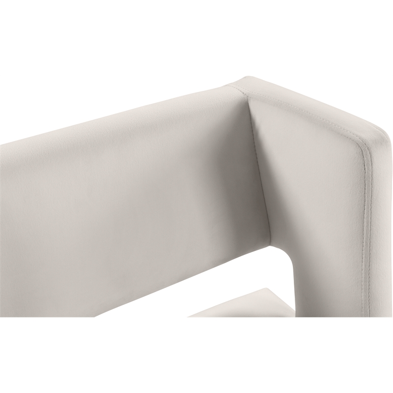 Maklaine Contemporary Cream Velvet Counter Stool with Black Iron Legs (Set of 6)