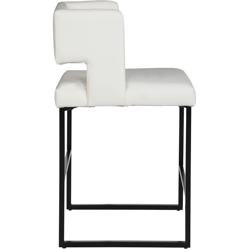Maklaine Contemporary White Vegan Leather Counter Stool (Set of 4)