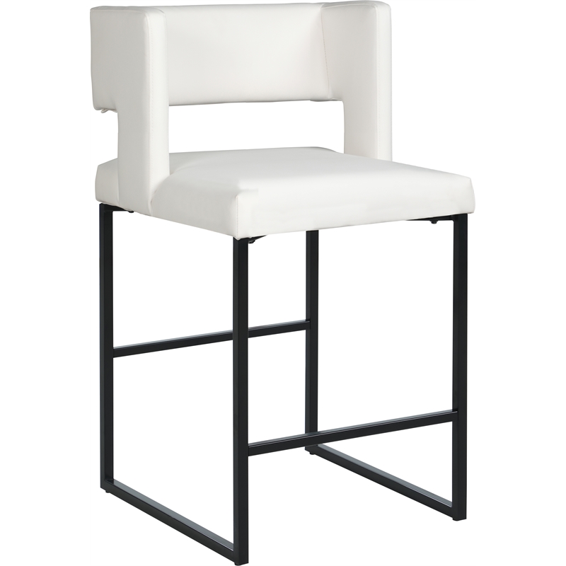 Maklaine Contemporary White Vegan Leather Counter Stool (Set of 6)