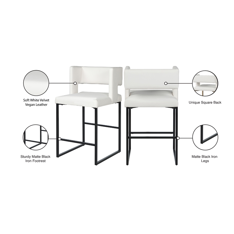 Maklaine Contemporary White Vegan Leather Counter Stool (Set of 6)