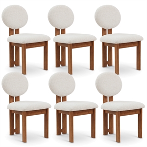 Maklaine Contemporary Cream Boucle Fabric Dining Chair (Set of 6)
