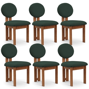 Maklaine Contemporary Green Boucle Fabric Dining Chair (Set of 6)