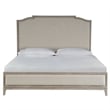 Makline Transitional Oak Wood Framed Linen Upholstered King Panel Bed