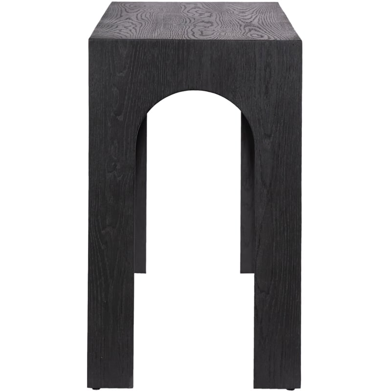 Maklaine Contemporary Solid Oak Wood Console Table in Black Finish