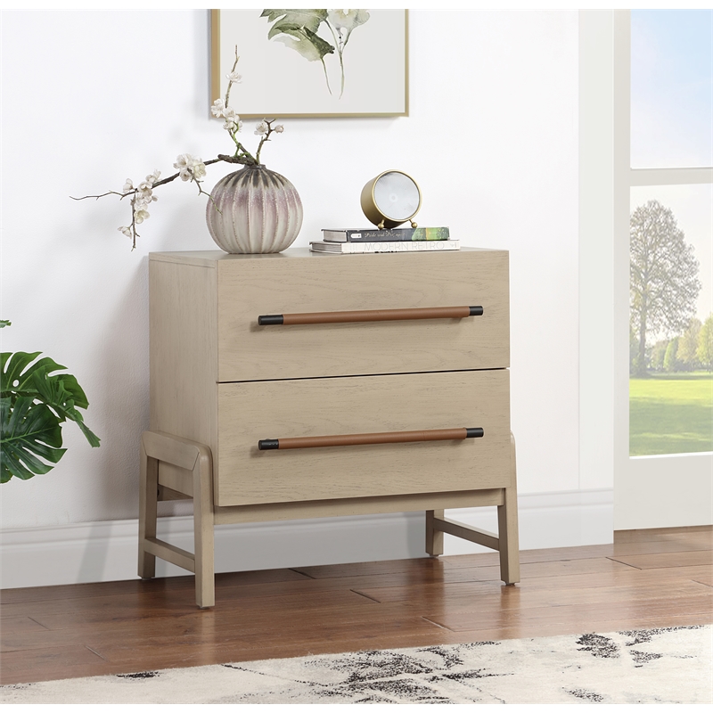 Maklaine Modern / Contemporary Natural Oak Finish Night Stand