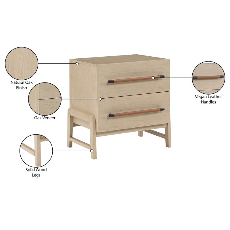 Maklaine Modern / Contemporary Natural Oak Finish Night Stand