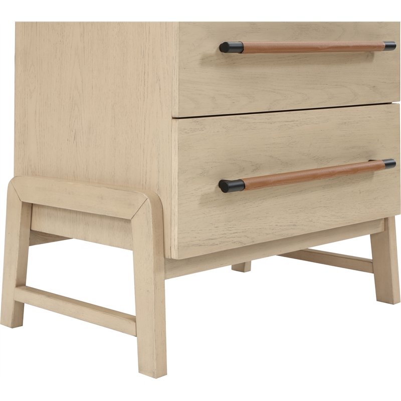 Maklaine Modern / Contemporary Natural Oak Finish Night Stand