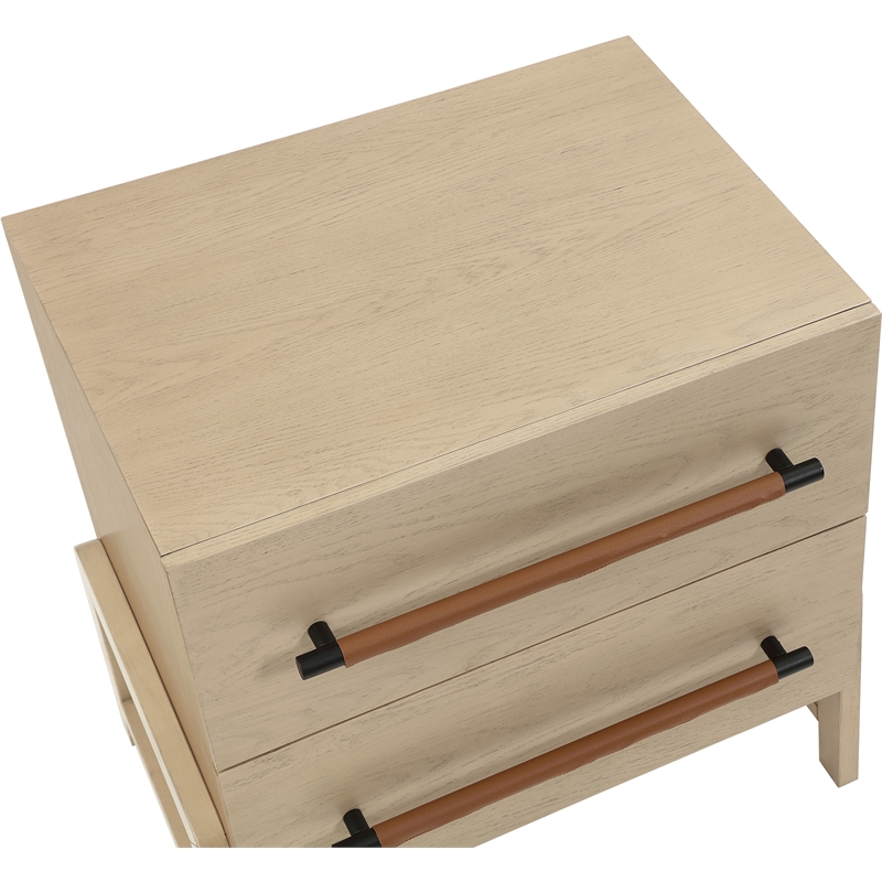Maklaine Modern / Contemporary Natural Oak Finish Night Stand