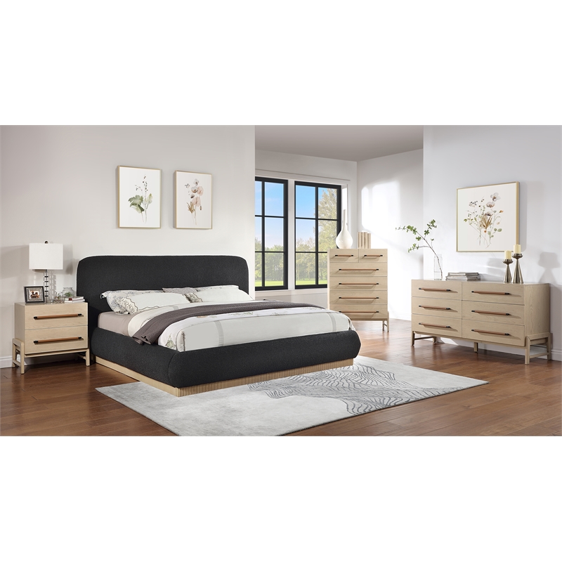 Maklaine Modern / Contemporary Natural Oak Finish Night Stand